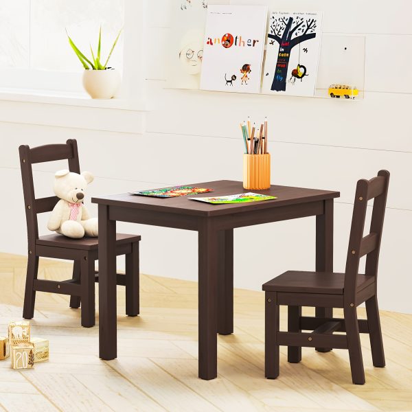 Durable Rubberwood Kids Table and Chair Set with 2 Chairs, Perfect for Arts & Crafts