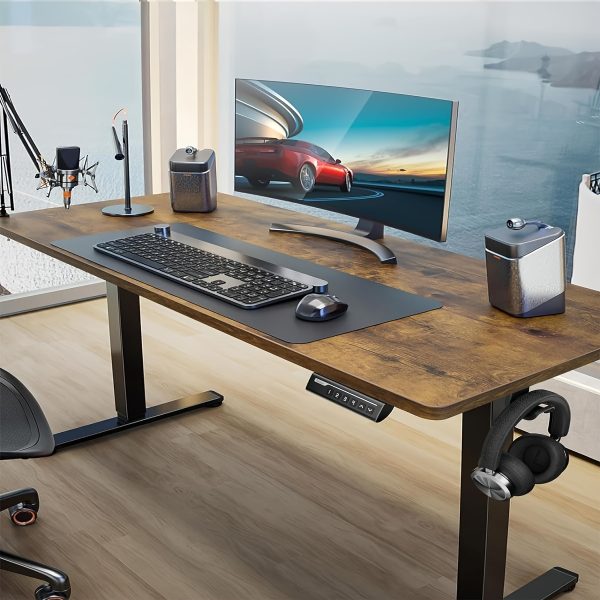 Adjustable Height Electric Standing Desk, 63x28 Inches Sit-Stand Desk with Memory Settings, Home Office Computer Desk