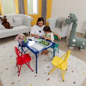 5-Piece set Portable Table and Chairs Set Multi Color for Boys and Girls