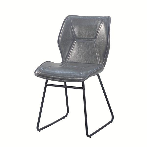 Set Of 2, Leather Dining Chair With High-Density Sponge, PU Chair Kitchen Stools For Dining Room, Homes, Kitchens, Gray