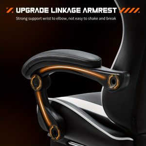 Retro Gaming Office Chair with Massage Lumbar Support, Adjustable Swivel & Footrest, PU Leather High Back