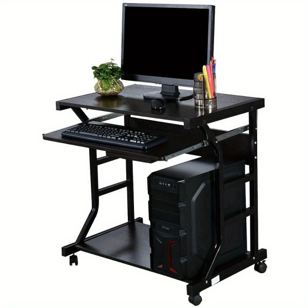 Moveable Four-wheel Office Computer Desk Black